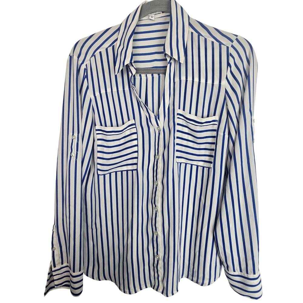 Express Womens Striped Portofino Shirt M Nautical Career Corp Boss Babe Office